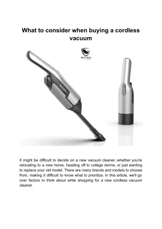 what to consider when buying a cordless vacuum