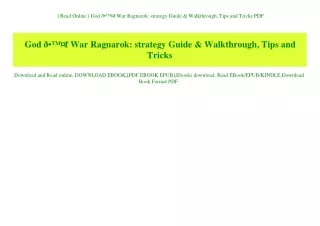 {Read Online} God Ã°ÂÂ™Â¤f War Ragnarok strategy Guide & Walkthrough  Tips and Tricks PDF