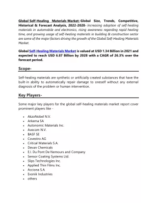 global self healing materials market global size