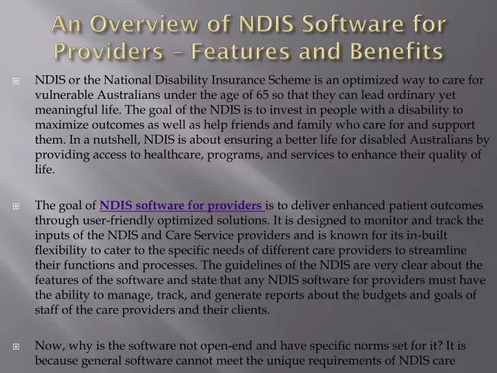 an overview of ndis software for providers features and benefits