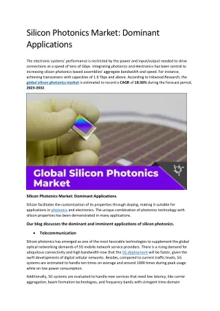 Silicon Photonics Market: Dominant Applications | Semiconductors