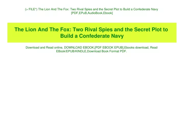 file the lion and the fox two rival spies