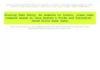 Read Online Kissing Owen Darcy An enemies to lovers  clean teen romance based on Jane Austen's Pride and Prejudice. (Goo