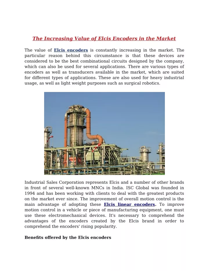 the increasing value of elcis encoders