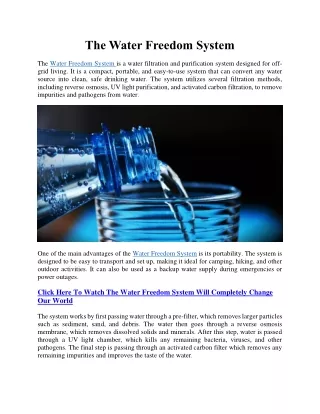 the water freedom system