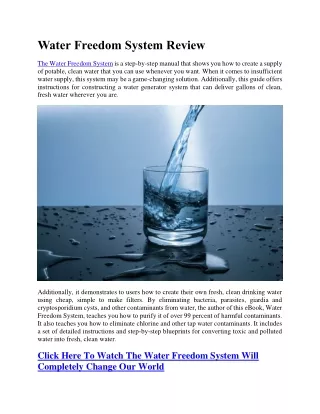 Water Freedom System Review