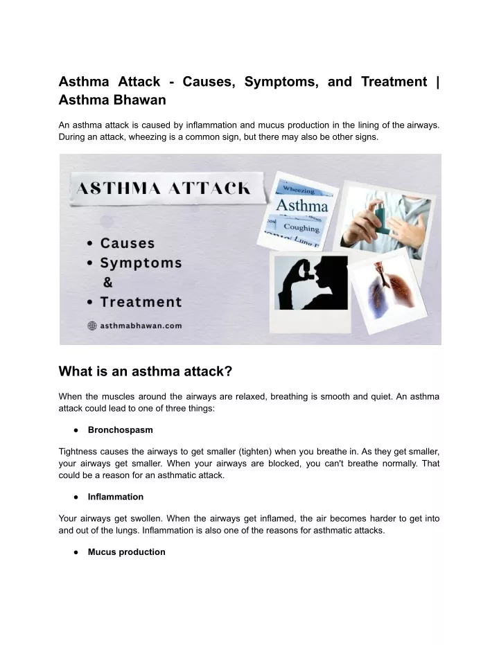 asthma attack causes symptoms and treatment