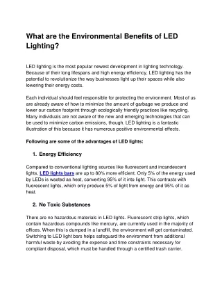 What are the Environmental Benefits of LED Lighting?
