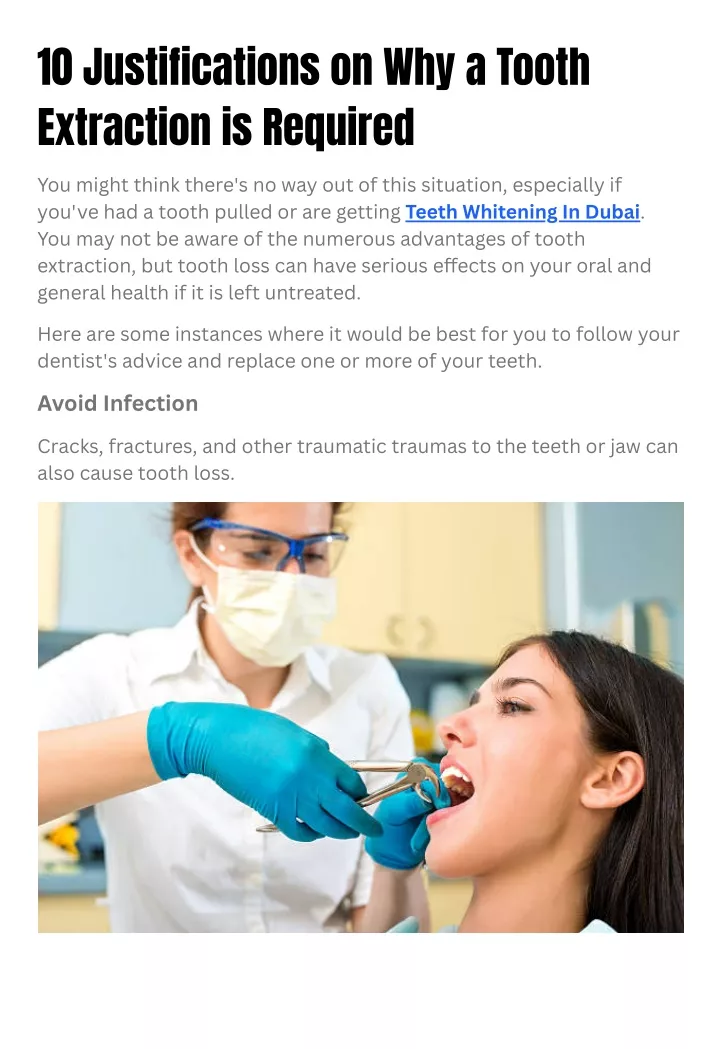 10 justifications on why a tooth extraction