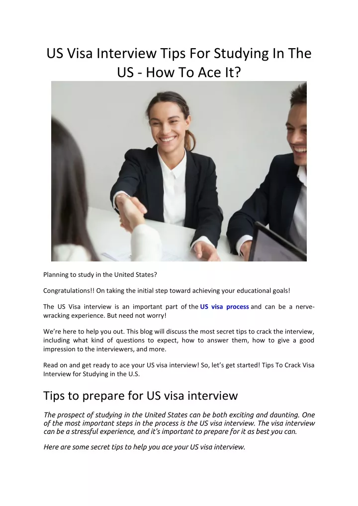 us visa interview tips for studying