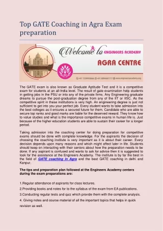 top gate coaching in agra exam preparation