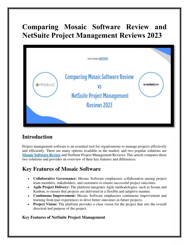 comparing mosaic software review and netsuite