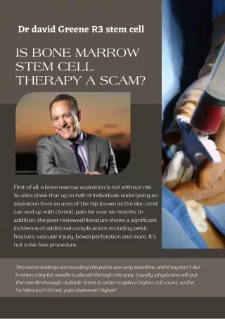 Is Bone Marrow Stem cell Therapy a scam  Dr David Greene