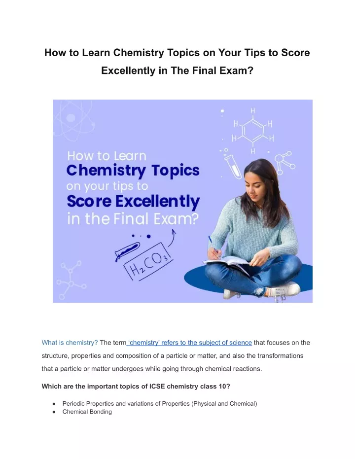 how to learn chemistry topics on your tips