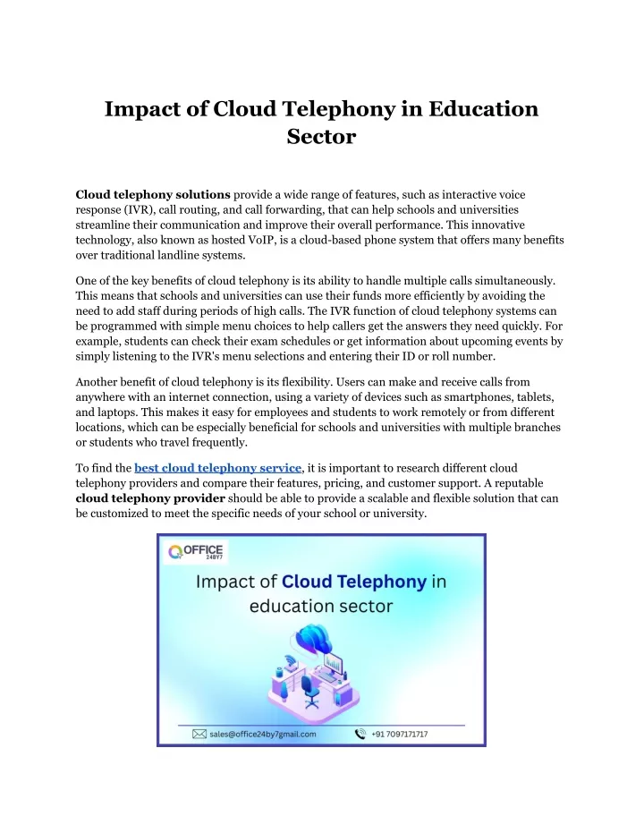 impact of cloud telephony in education sector