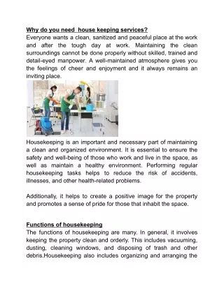 why do you need house keeping services everyone