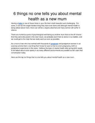 6 things no one tells you about mental health as a new mum
