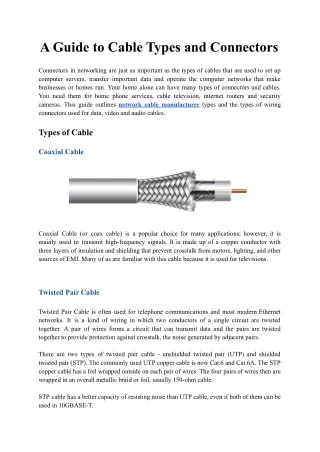 A Guide to Connectors and Cable Types - DINTEK