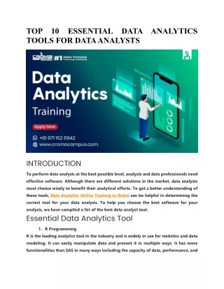 top 10 essential data analytics tools for data