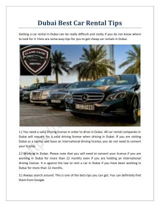 Dubai Best Car Rental Tips