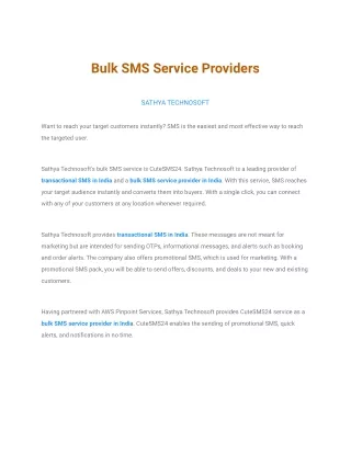 Promotional SMS In India _ Sathya Technosoft
