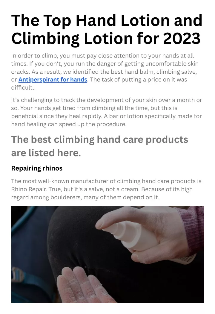 the top hand lotion and climbing lotion for 2023