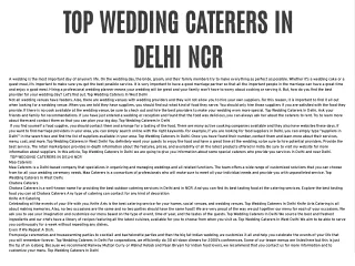 TOP WEDDING CATERERS IN DELHI NCR