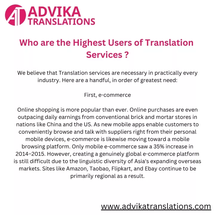 who are the highest users of translation services