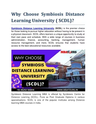 Why Choose Symbiosis Distance Learning University ( SCDL)?