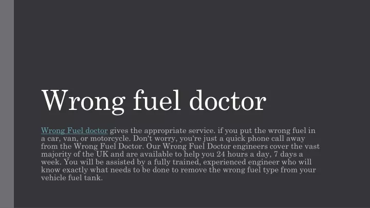 wrong fuel doctor