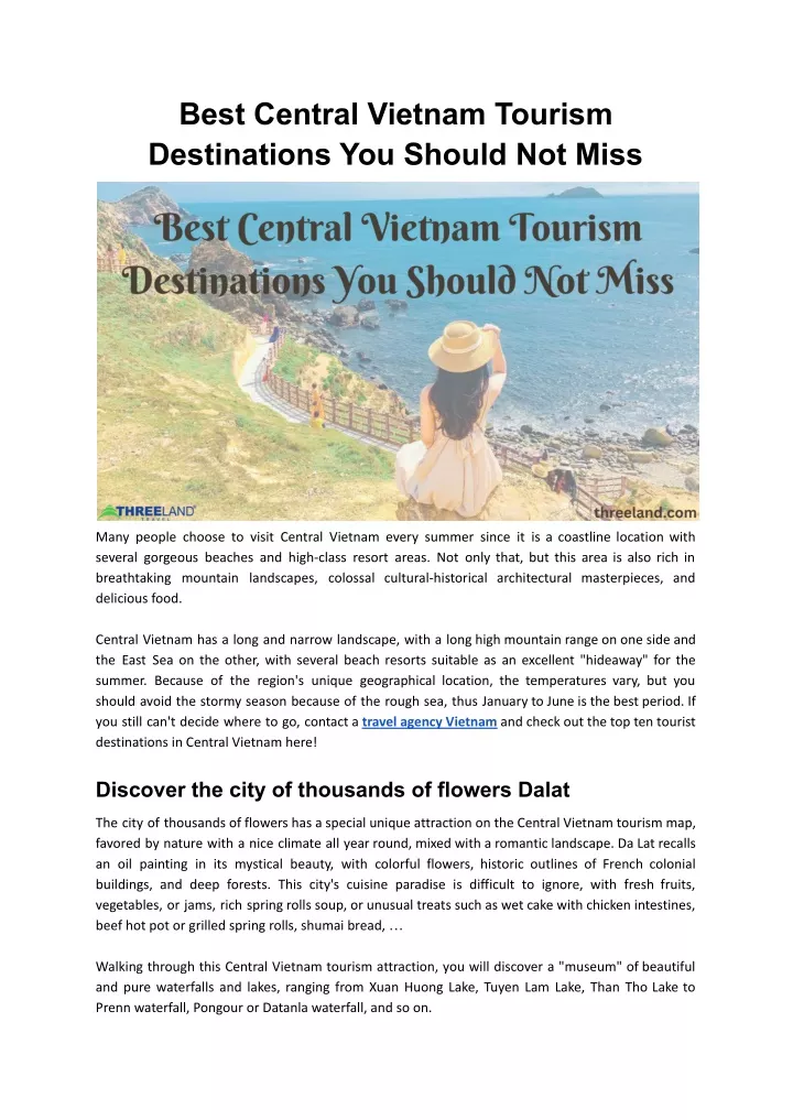 best central vietnam tourism destinations