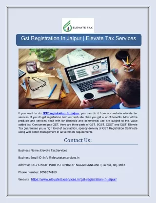 Gst Registration In Jaipur | Elevate Tax Services
