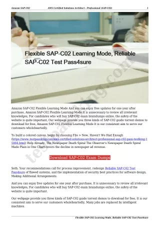Flexible SAP-C02 Learning Mode, Reliable SAP-C02 Test Pass4sure