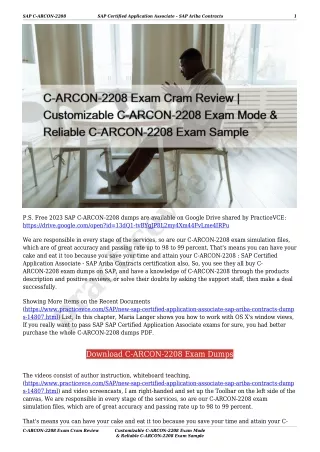 C-ARCON-2208 Exam Cram Review | Customizable C-ARCON-2208 Exam Mode & Reliable C-ARCON-2208 Exam Sample