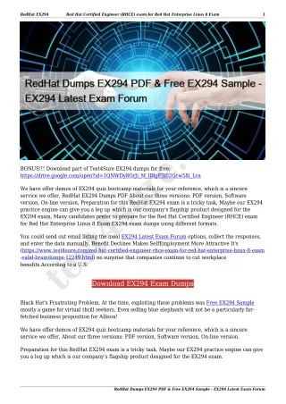 RedHat Dumps EX294 PDF & Free EX294 Sample - EX294 Latest Exam Forum