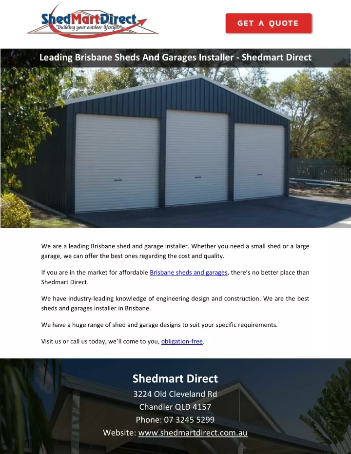 leading brisbane sheds and garages installer