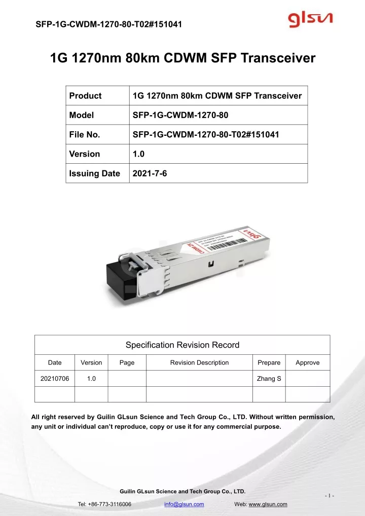 sfp 1g cwdm 1270 80 t02 151041