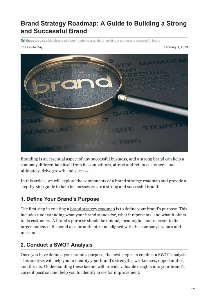brand strategy roadmap a guide to building