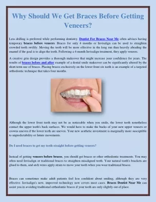 Why Should We Get Braces Before Getting Veneers?