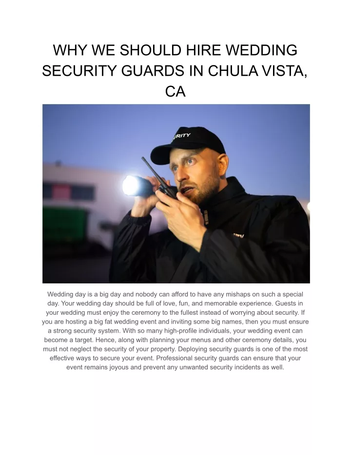 why we should hire wedding security guards