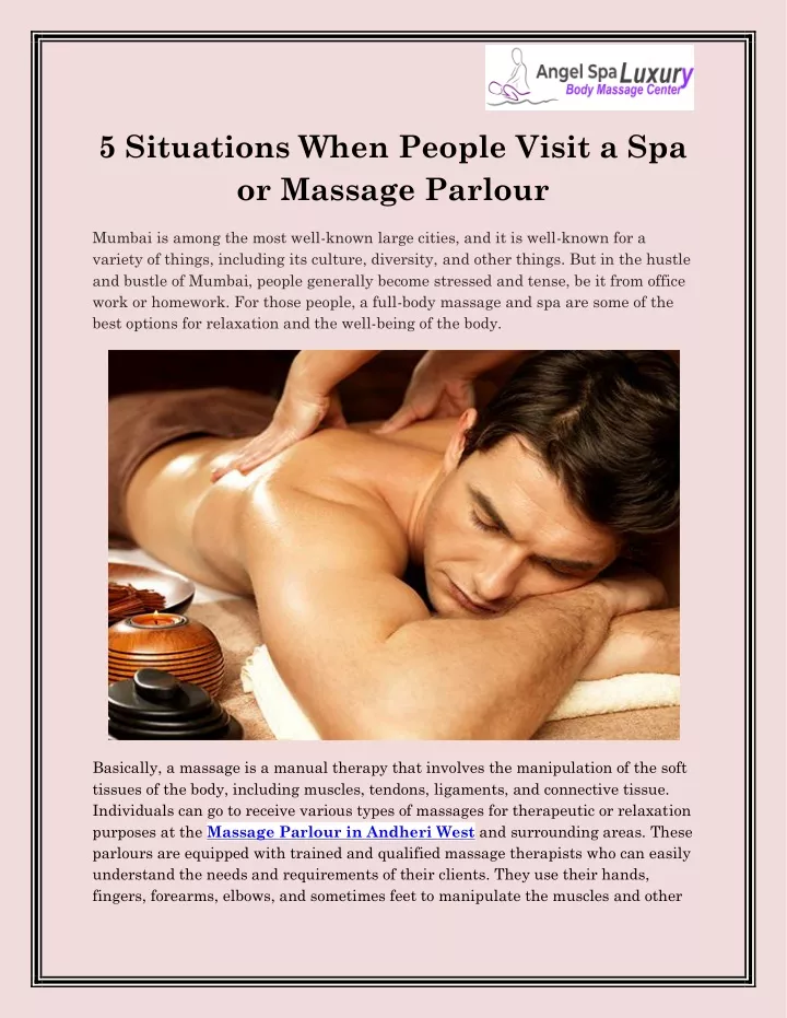 5 situations when people visit a spa or massage