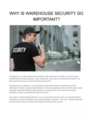why is warehouse security so important