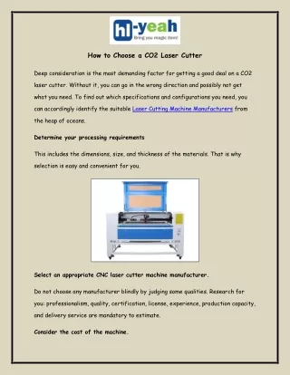 How to Choose a CO2 Laser Cutter ?