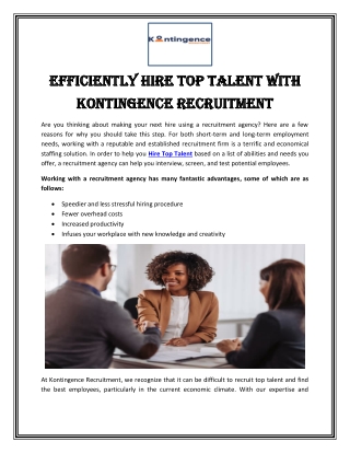 Efficiently Hire Top Talent with Kontingence Recruitment
