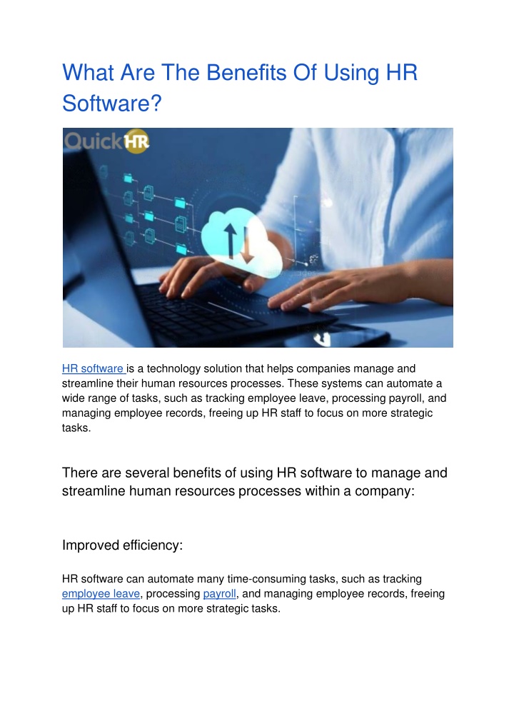 what are the bene ts of using hr software