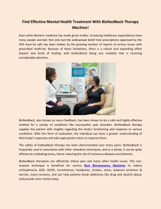 Find Effective Mental Health Treatment With Biofeedback Therapy Machine