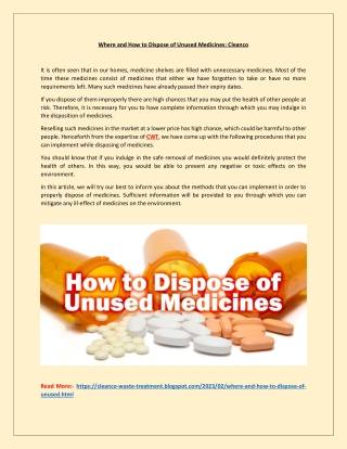 where and how to dispose of unused medicines