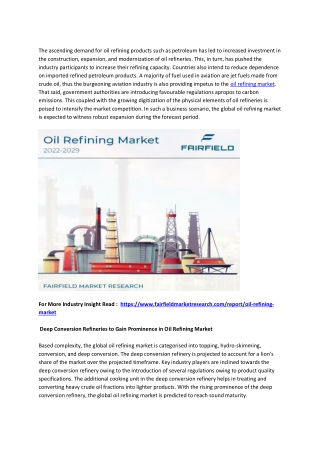 the ascending demand for oil refining products