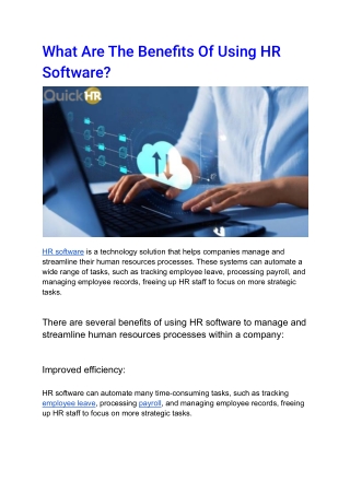 what are the benefits of using hr software