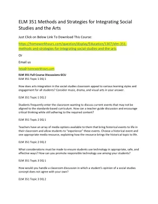 elm 351 methods and strategies for integrating